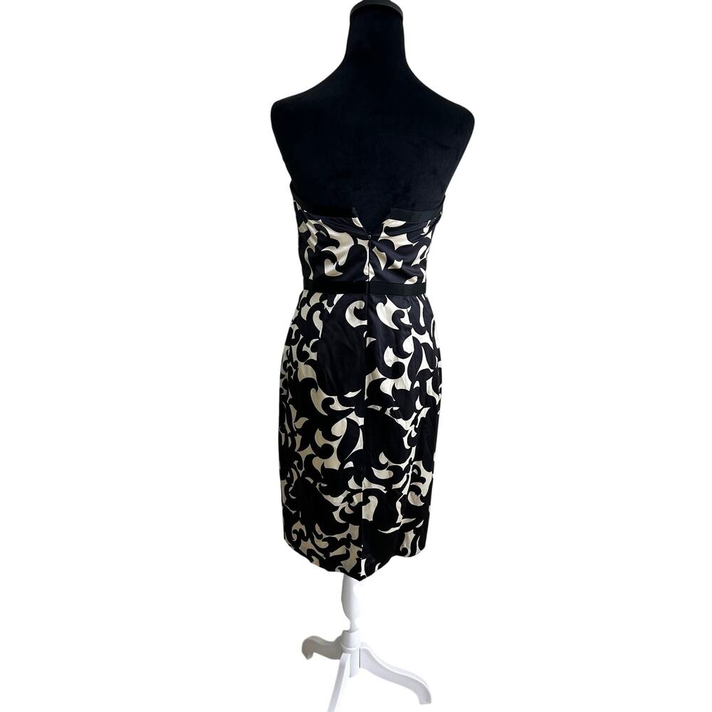 Milly New York Silk Dress SZ4 Strapless Sheath Black White Designer Occasion - Picture 5 of 12